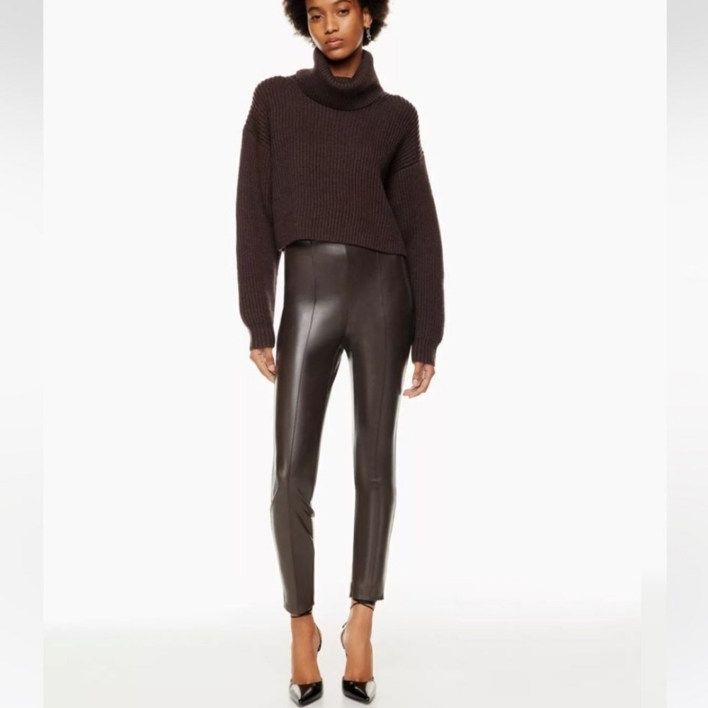 Aritzia Frida Vegan Leather Pant in Mocha Brown by Babaton Sz 12